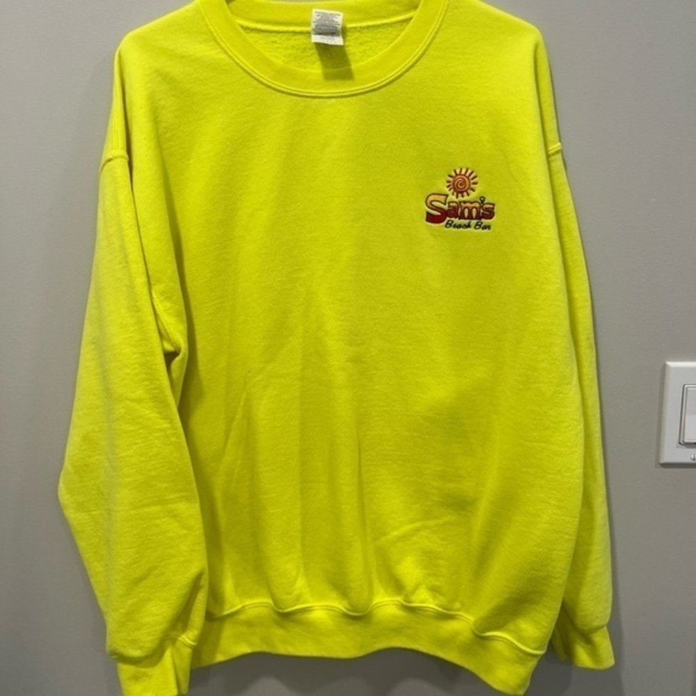 Sams Beach Bar Sweatshirt  Size large Neon Yellow‎ Hudson FL